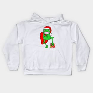 Merry Christmas Santa Frog Kids Hoodie